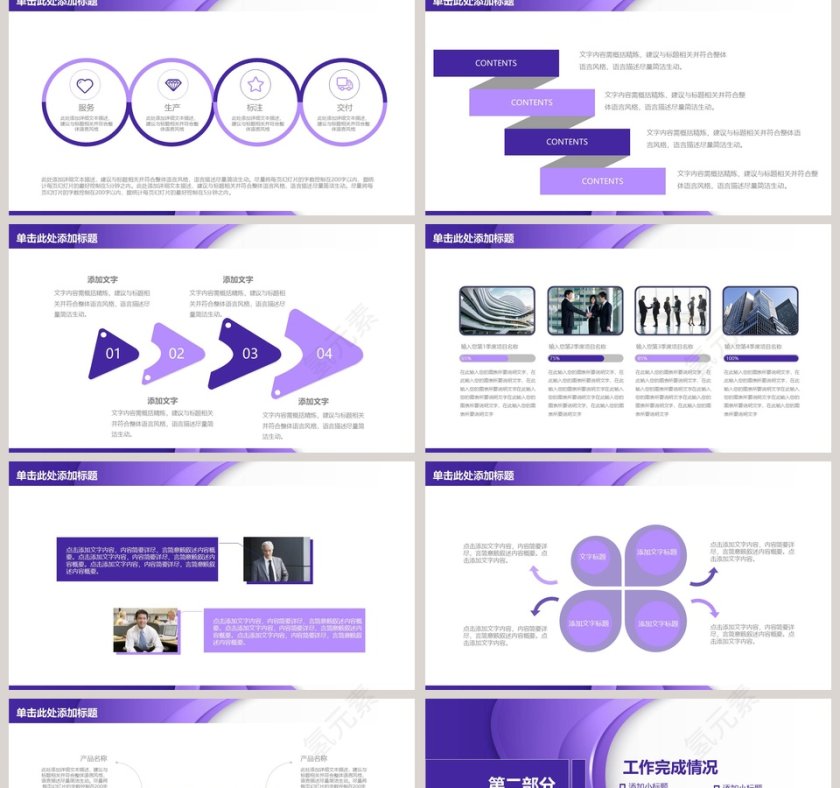 紫色曲线计划总结汇报PPT模板第2张