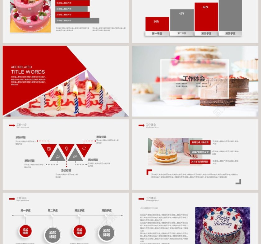 生日蛋糕PPT美食中餐饮PPT第3张