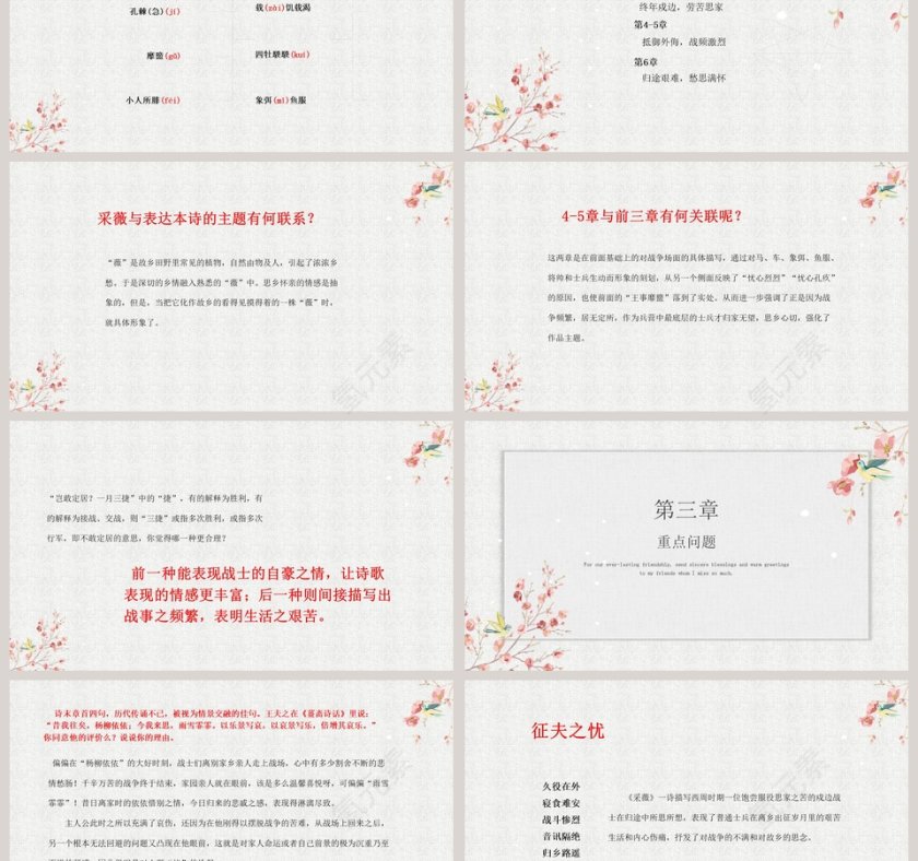 简约唯美语文课件采薇PPT第3张