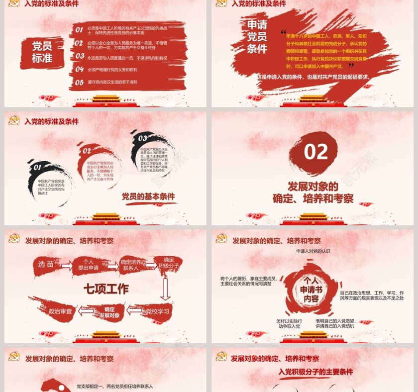 入党党员学习党建党政风发展入党培训PPT模板第2张