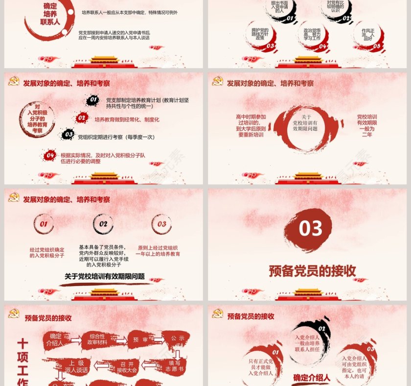 入党党员学习党建党政风发展入党培训PPT模板第3张