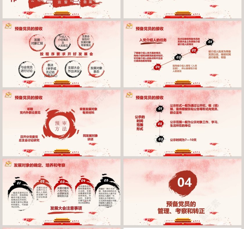 入党党员学习党建党政风发展入党培训PPT模板第4张