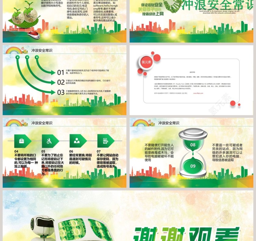 卡通网络安全教育主题班会课件PPT模板小学生网络安全教育PPT课件网网络安全培训ppt第3张