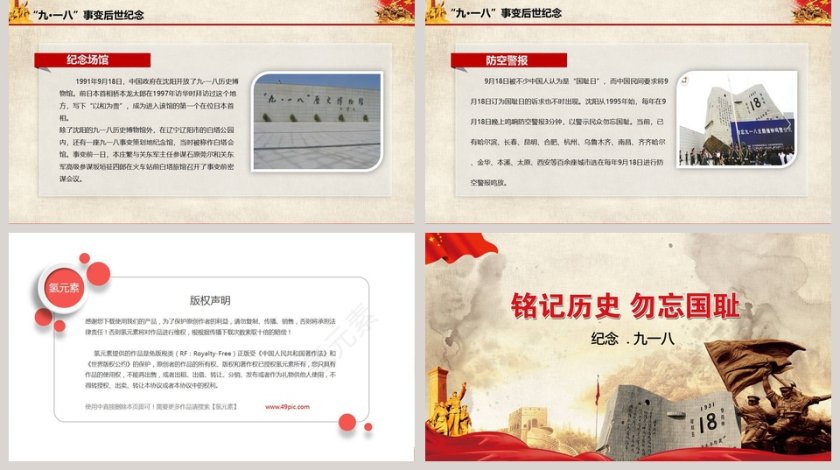 铭记历史勿忘国耻九一八事变纪念PPT模板第5张