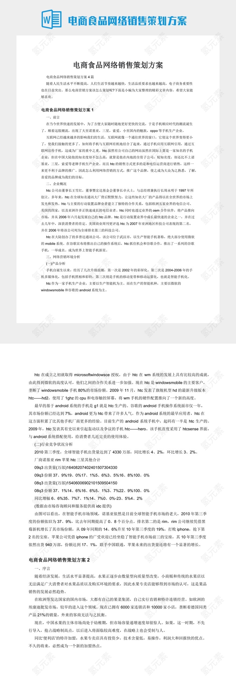 电商食品网络销售策划方案