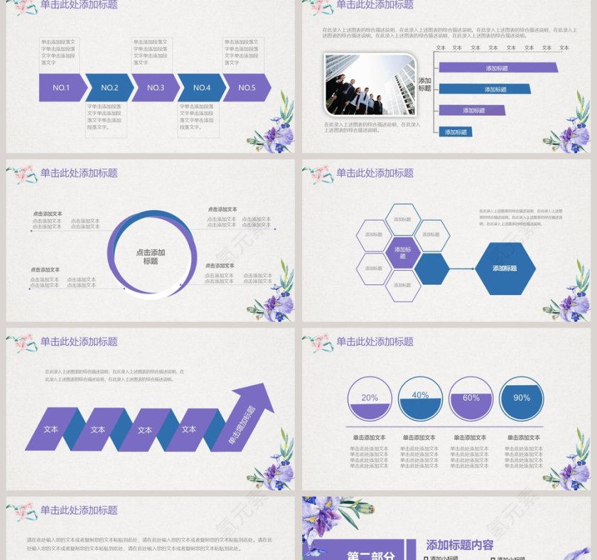 精美紫色简约风清新简约工作汇报PPT模板第2张