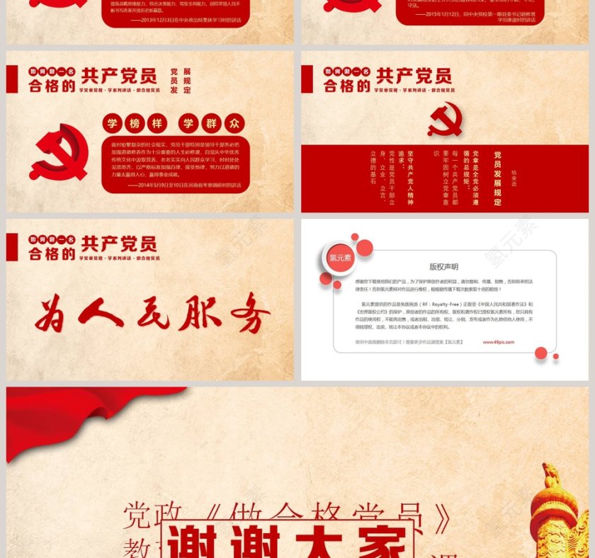  党政教育做新时代合格党员PPT模板第4张