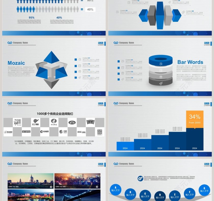 蓝色简约公司介绍企业宣传PPT模板第3张