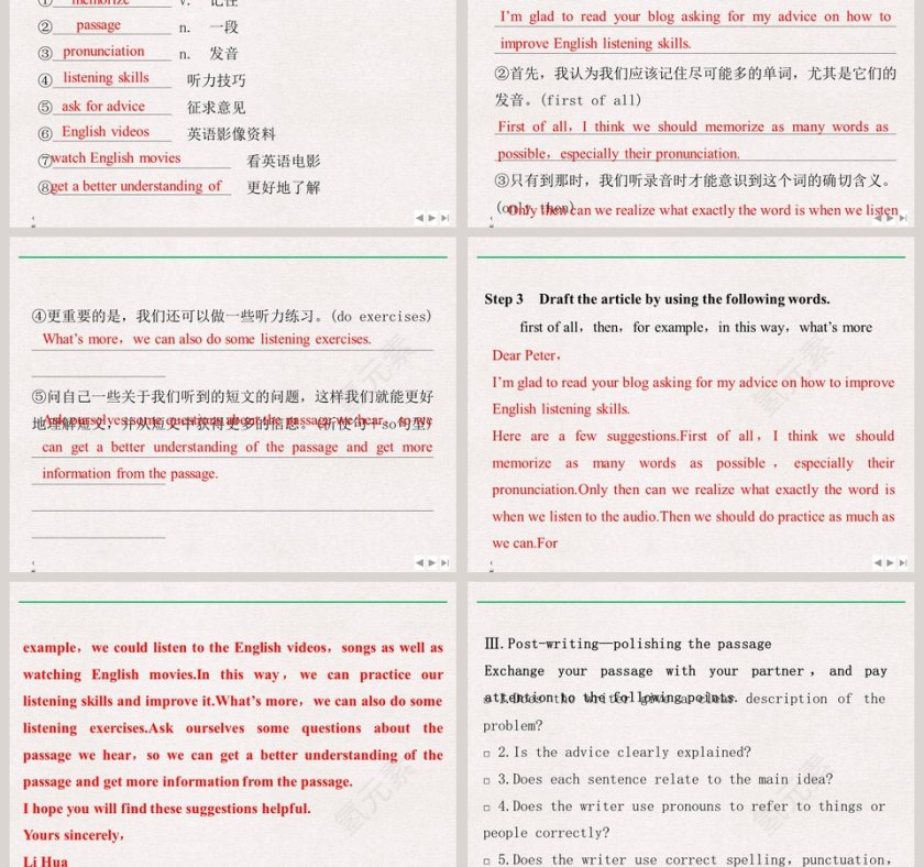 SectionReading for Writing有关英语学习的建议信PPT模板第3张