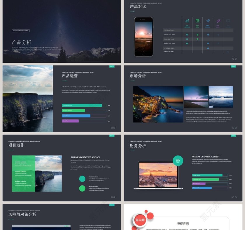 暗黑系列主题商业计划书PPT模板第2张