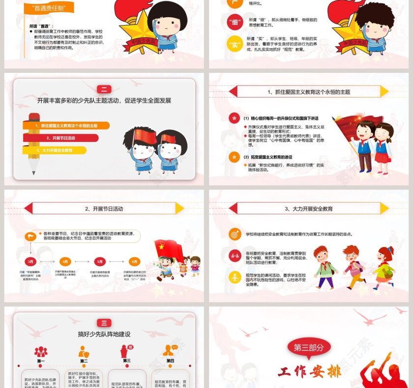 红色简约卡通风少先队工作计划PPT 第3张