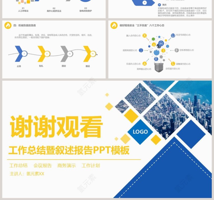 黄蓝商务扁平简约安全管理培训通用课件PPT模板安全生产PPT第7张