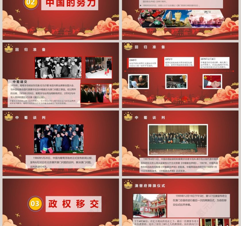 红色大气澳门回归纪念日PPT第3张