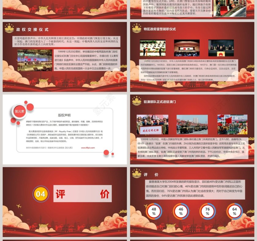 红色大气澳门回归纪念日PPT第4张