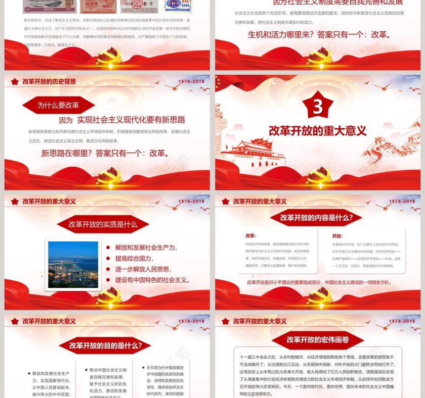 走进新时代改革开放40周年纪念PPT模板第3张