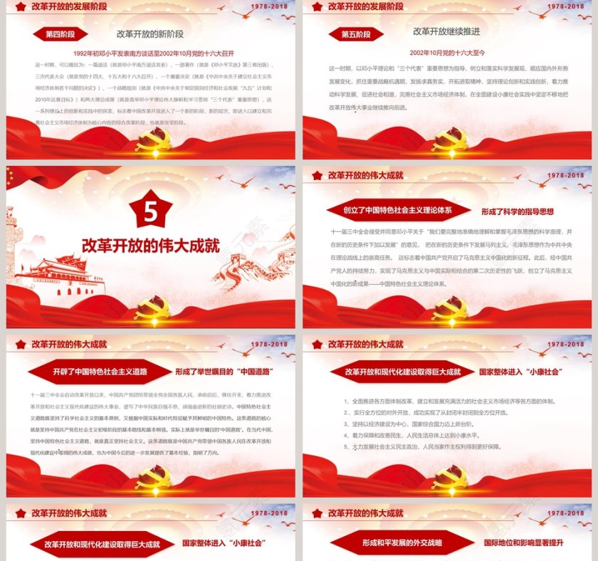 走进新时代改革开放40周年纪念PPT模板第5张