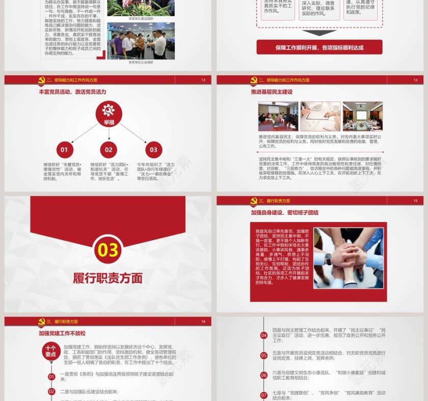 简约大气党政述职述廉报告PPT模板第3张