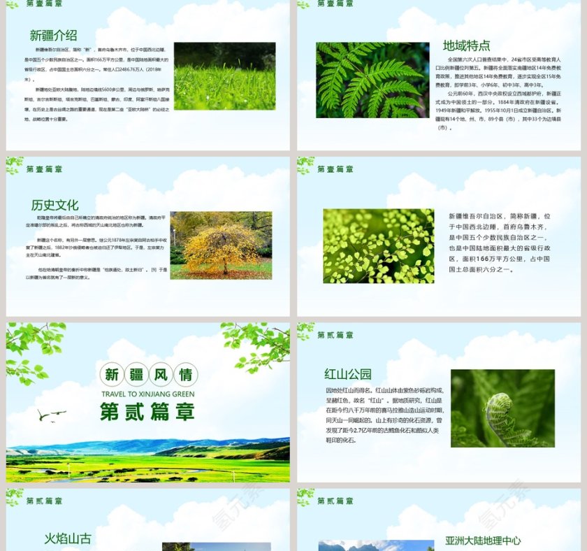 新疆印象畅游新疆之旅绿色旅行主题宣传PPT模板第2张