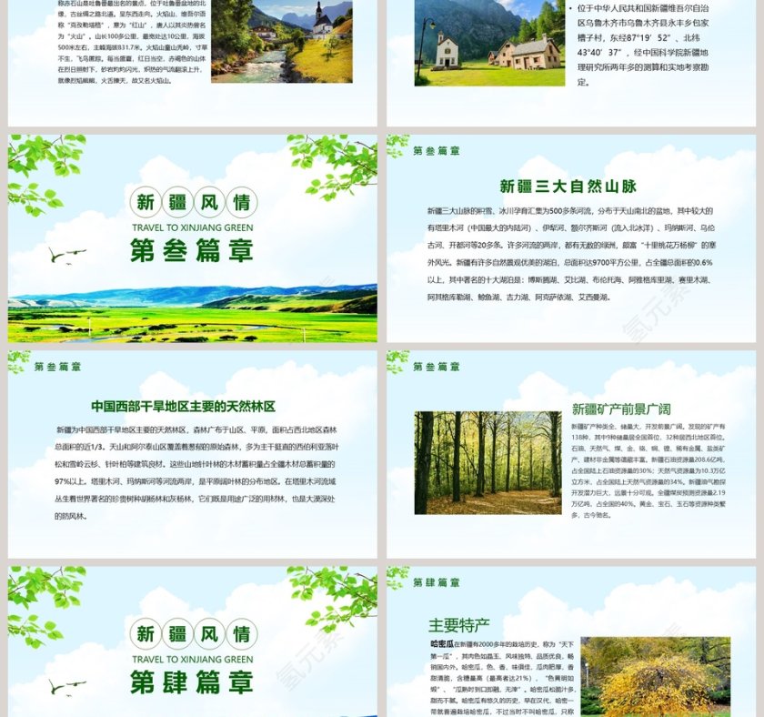 新疆印象畅游新疆之旅绿色旅行主题宣传PPT模板第3张
