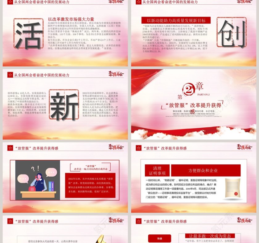 简约聚焦全国两会解读两会精神政府报告PPT模板第2张