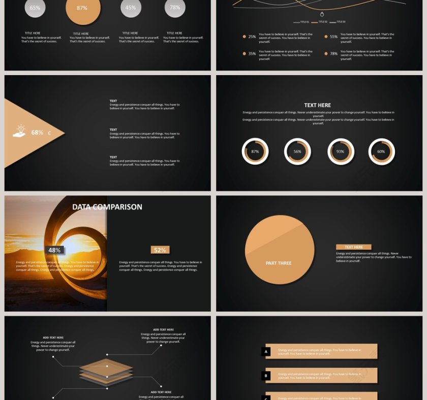 简约暗黑系列银行证券PPT模板第3张