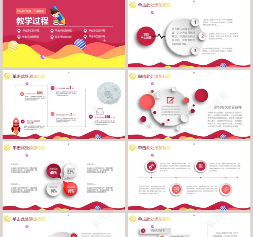 红色简约大气教学设计ppt第5张