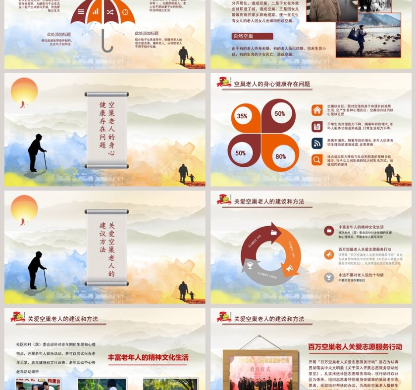 重阳节关爱老人活动策划PPT模板 第3张
