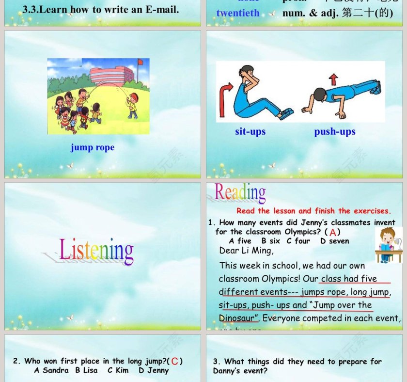 Classroom Olympics-Unit 6 Be a Champion教学ppt课件第2张