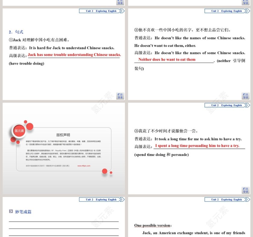 教育培训PPT模板：SectionUsing language Writing最佳实践第10张
