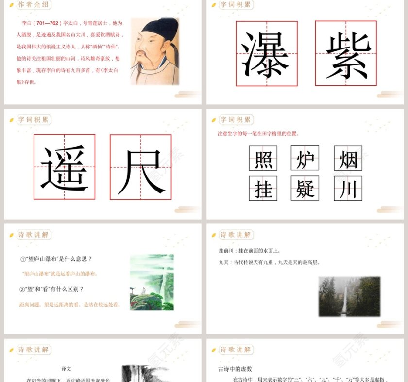 语文精品课件-望庐山瀑布教学ppt课件第2张