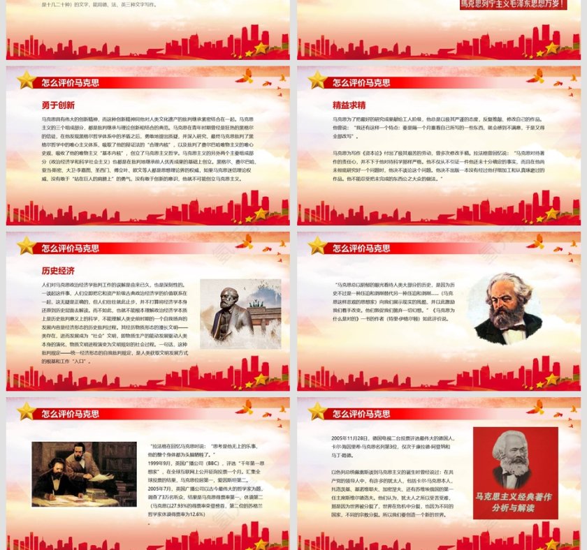 纪念马克思诞辰主题教育班会党课PPT模板第4张