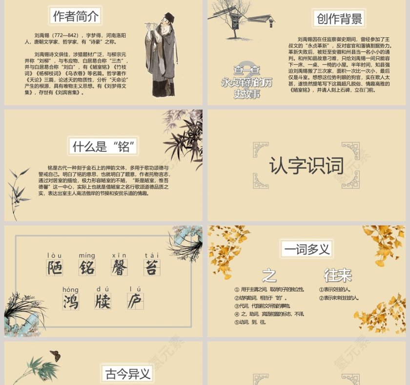 基于PPT模板的教育培训：解读陋室铭部编版七年级语文唐第2张