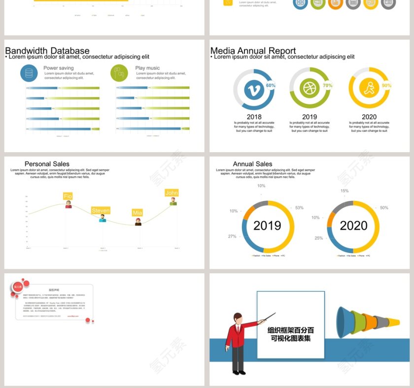 组织框架百分百可视化图表集PPT模板第7张
