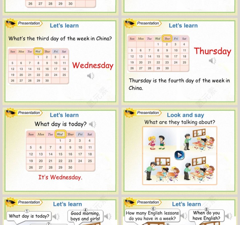 Unit4 There are seven days in a week PPT模板第2张