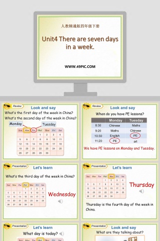 Unit4 There are seven days in a week PPT模板