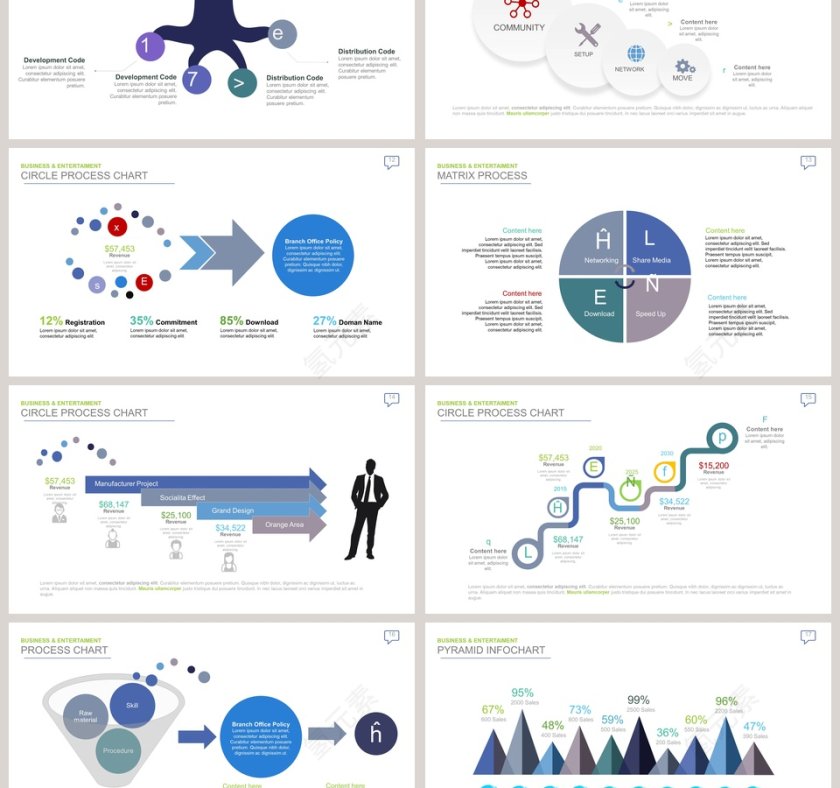 雪山图可视化图表集PPT模板第3张