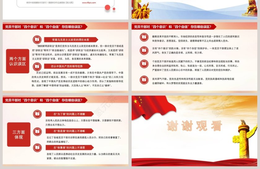 “四个意识”和“四个自信”专题党课PPT模板第4张