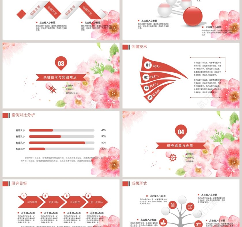 清新花卉毕业论文答辩PPT模板第3张