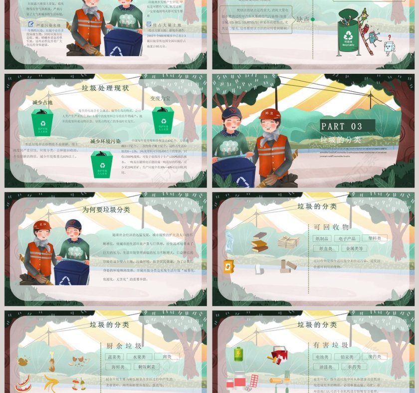 垃圾分类全民行动保护环境PPT模板第3张