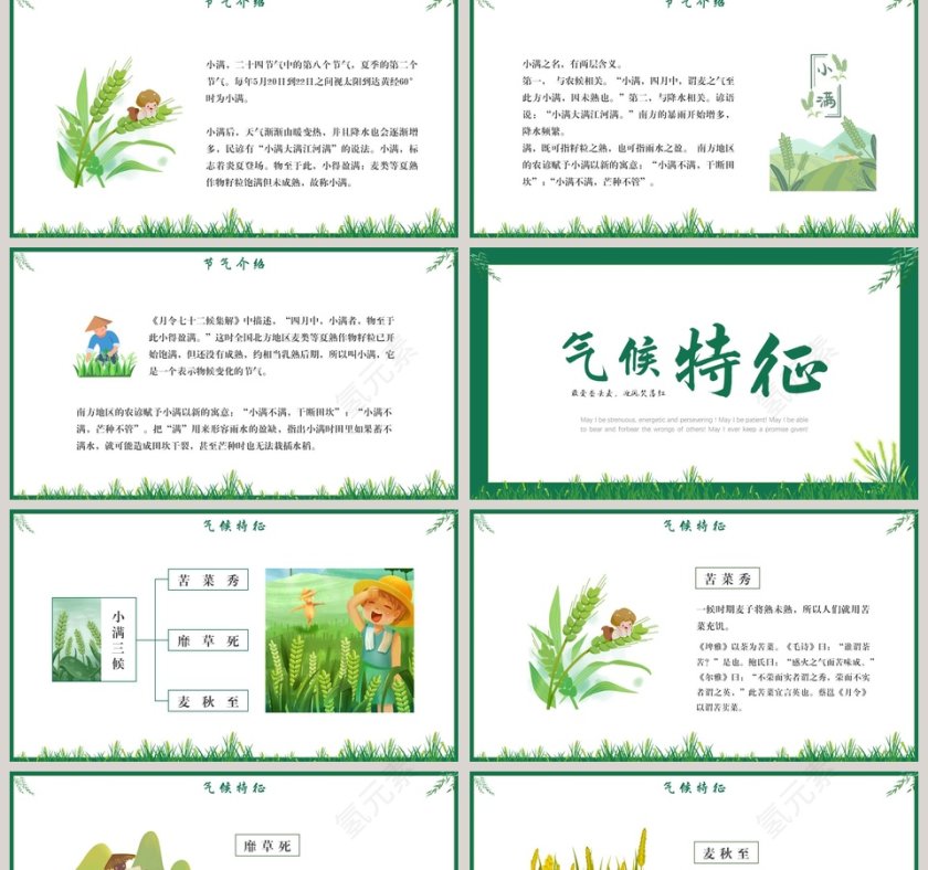 简约清新二十四节气小满PPT模板第2张