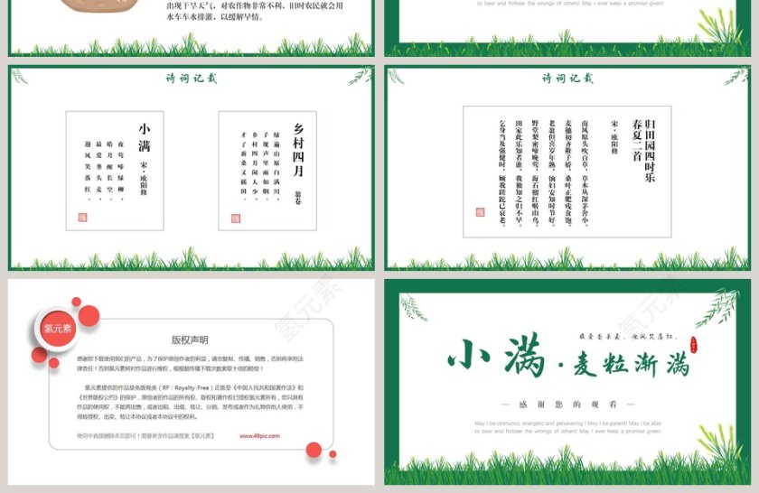 简约清新二十四节气小满PPT模板第4张