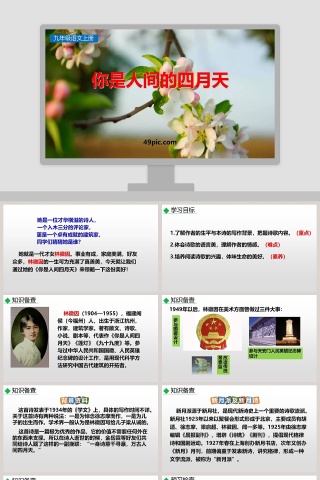 课文解析九年级语文上册你是人间的四月天语文课件PPT