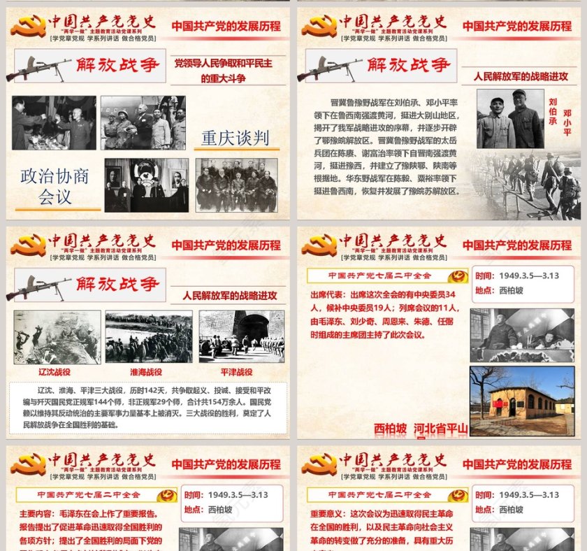 “两学一做”中国共产党党史PPT模板第14张
