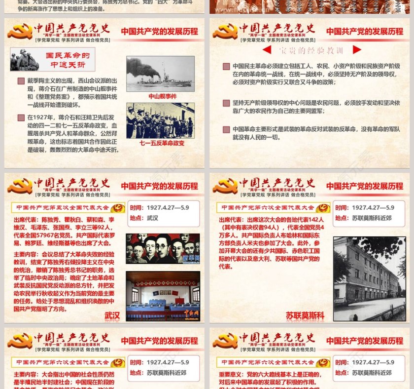 “两学一做”中国共产党党史PPT模板第8张