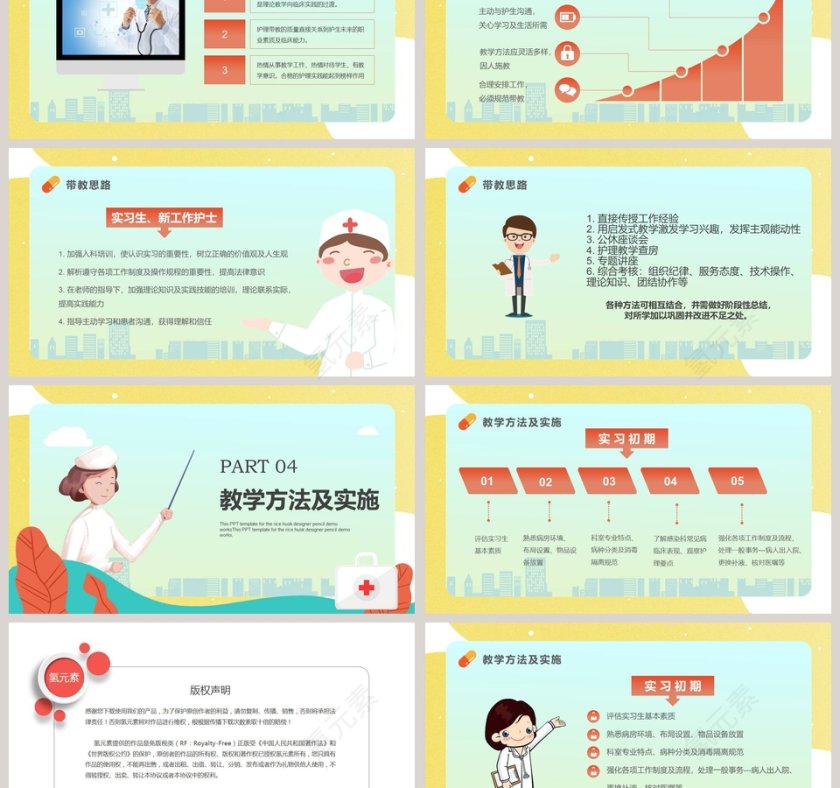 卡通护理总带教竞聘竞聘PPT模板  第3张