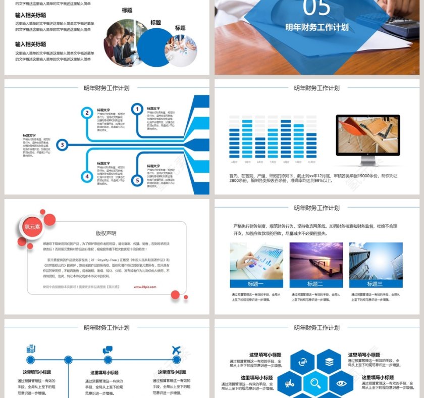 蓝色2019财务总结报告ppt第6张