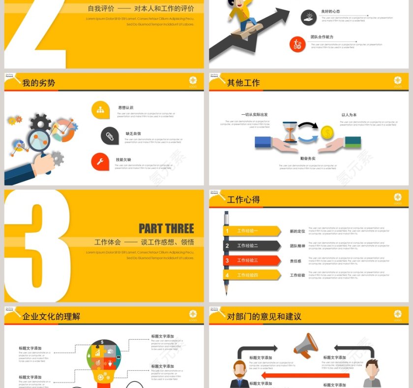 黄色简约清新个人述职报告ppt第3张