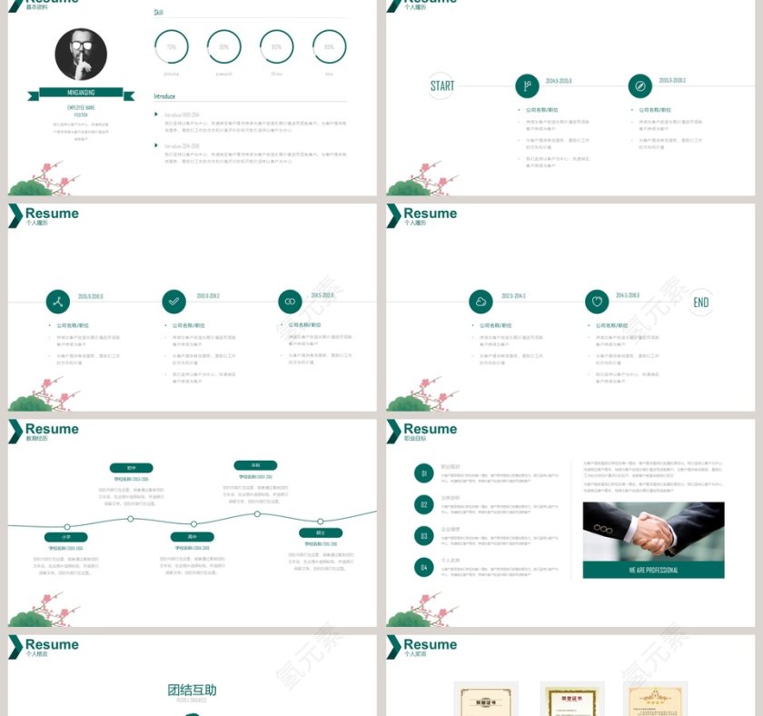 绿色清新简约个人简历PPT模板第2张