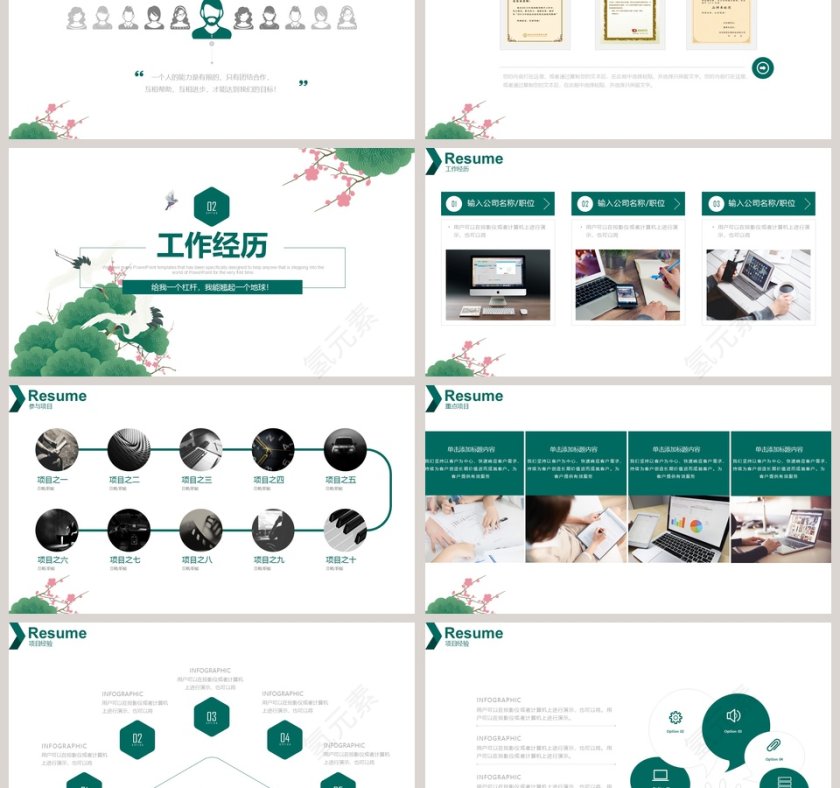 绿色清新简约个人简历PPT模板第3张