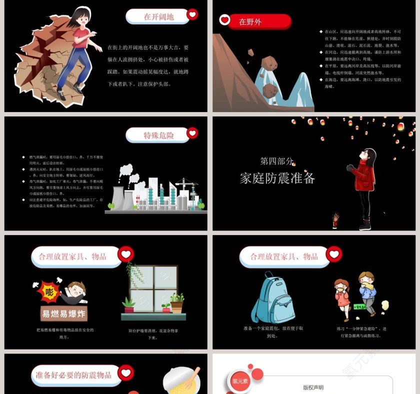抗震救灾主题安全防范模板PPT第5张